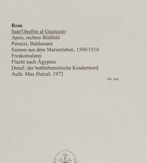 Rückseite von Hutzel, Max [https://rightsstatements.org/page/CNE/1.0/] Szenen aus dem MarienlebenFlucht nach Ägypten - Detail: der bethlehemitische Kindermord, bh193379_recto. Foto: Hutzel, Max.