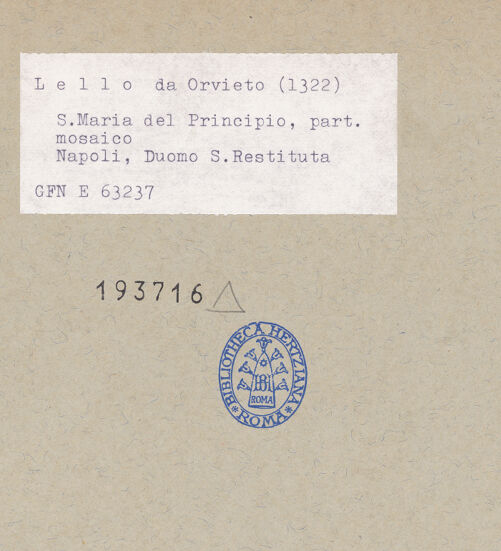 Rückseite von ICCD [https://www.deutsche-digitale-bibliothek.de/content/lizenzen/rv-ez/] Madonna zwischen den heiligen Januarius und Restituta - Detail: Januarius, bh193716_recto. Foto.