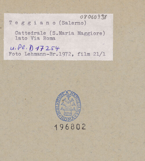 Rückseite von Bibliotheca Hertziana [https://www.deutsche-digitale-bibliothek.de/content/lizenzen/rv-fz/] Rechte Säule - Rechte Seite, bh196802_recto. Foto: Lehmann-Brockhaus, Otto.