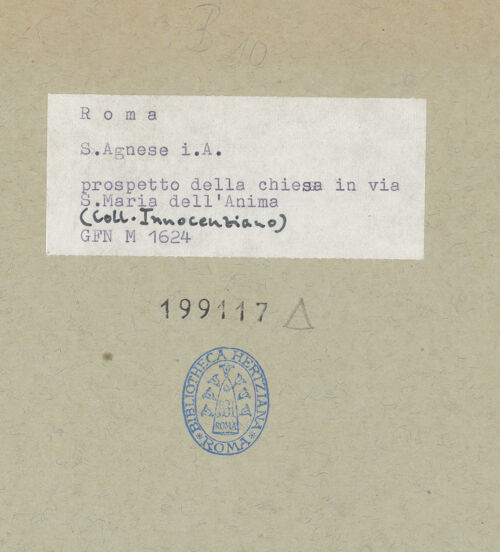 Rückseite von ICCD [https://www.deutsche-digitale-bibliothek.de/content/lizenzen/rv-ez/] Sant'Agnese in AgoneRückfront zur Via dell'Anima - Rückfront zur Via dell'Anima, Ansicht aus Norden, bh199117_recto. Foto.