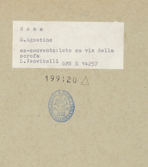 Rückseite von ICCD [https://www.deutsche-digitale-bibliothek.de/content/lizenzen/rv-fz/] Ex-Convento di Sant'AgostinoFassaden - Fassade zur Via dei Portoghesi, Hauptportal, bh199120_recto. Foto.