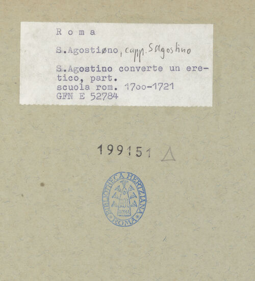 Rückseite von ICCD [https://www.deutsche-digitale-bibliothek.de/content/lizenzen/rv-ez/] Der heilige Augustinus bekehrt einen Häretiker - Detail: Engel unten links, bh199151_recto. Foto.