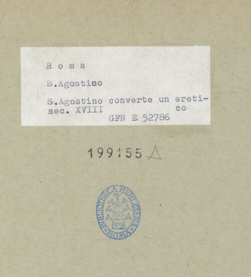 Rückseite von ICCD [https://www.deutsche-digitale-bibliothek.de/content/lizenzen/rv-ez/] Der heilige Augustinus bekehrt einen Häretiker - Gesamtansicht, bh199155_recto. Foto.