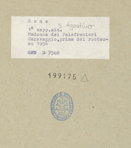 Rückseite von ICCD [https://www.deutsche-digitale-bibliothek.de/content/lizenzen/rv-ez/] Madonna dei Pellegrini, detta 'Madonna di Loreto' - Gesamtansicht (vor der Restaurierung), bh199175_recto. Foto.