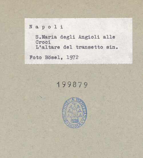 Rückseite von Bösel, Richard [https://www.deutsche-digitale-bibliothek.de/content/lizenzen/rv-fz/] Santa Maria degli Angeli alle Croci - Linker Querhausarm, Altar, bh199879_recto. Foto: Bösel, Richard.