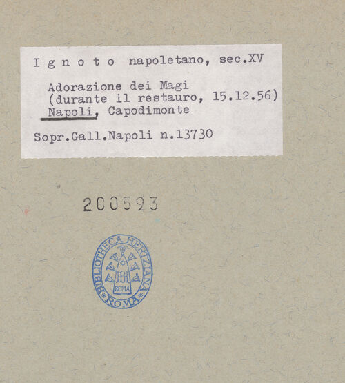 Rückseite von Sopr. BAS NA [https://www.deutsche-digitale-bibliothek.de/content/lizenzen/rv-ez/] Die Anbetung durch die Heiligen Drei Könige; VerkündigungDie Anbetung durch die Heiligen Drei Könige - Gesamtansicht (während der Restaurierung), bh200593_recto. Foto.