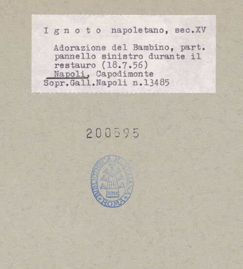 Rückseite von Sopr. BAS NA [https://www.deutsche-digitale-bibliothek.de/content/lizenzen/rv-ez/] Die Anbetung durch die Heiligen Drei Könige; VerkündigungDie Anbetung durch die Heiligen Drei Könige; verso: Verkündigung (Maria) - Gesamtansicht (während der Restaurierung), bh200595_recto. Foto.