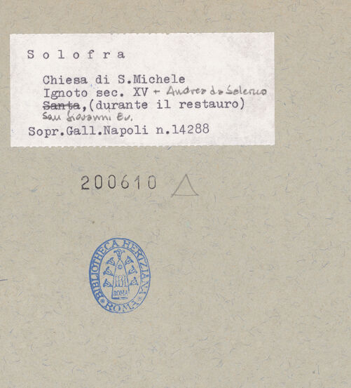 Rückseite von Sopr. BAS NA [https://www.deutsche-digitale-bibliothek.de/content/lizenzen/rv-ez/] Antonius von Padua und Johannes der Evangelist - Detail: Johannes, bh200610_recto. Foto.