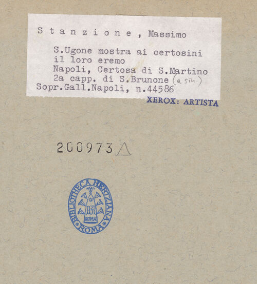 Rückseite von Sopr. BAS NA [https://www.deutsche-digitale-bibliothek.de/content/lizenzen/rv-ez/] Szenen aus dem Leben des heligen BrunoDer heilige Hugo von Grenoble weist Bruno den Platz zur Gründung der Grande Chartreuse an - Gesamtansicht, bh200973_recto. Foto.