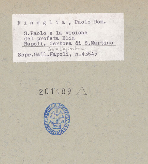 Rückseite von Sopr. BAS NA [https://www.deutsche-digitale-bibliothek.de/content/lizenzen/rv-ez/] Die Heiligen GründerHeiliger Paulus und Elias in dem feurigen Wagen - Gesamtansicht, bh201189_recto. Foto.