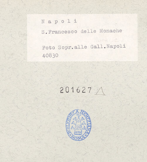 Rückseite von Sopr. BAS NA [https://www.deutsche-digitale-bibliothek.de/content/lizenzen/rv-ez/] San Francesco delle Monache - Innenfassade, bh201627_recto. Foto.