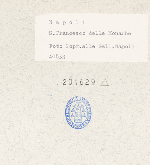 Rückseite von Sopr. BAS NA [https://www.deutsche-digitale-bibliothek.de/content/lizenzen/rv-ez/] San Francesco delle Monache - Rechte Arkade, bh201629_recto. Foto.