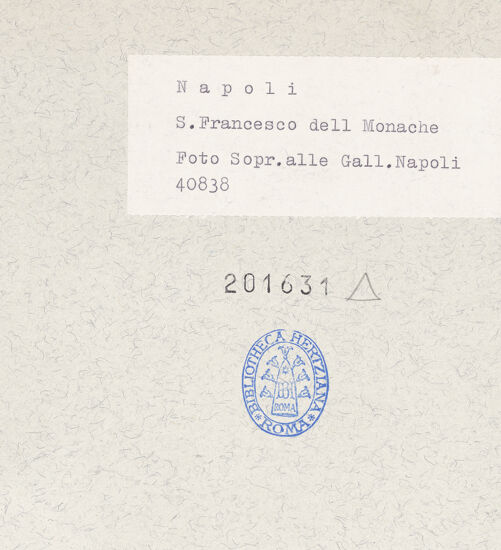 Rückseite von Sopr. BAS NA [https://www.deutsche-digitale-bibliothek.de/content/lizenzen/rv-ez/] San Francesco delle Monache - Linke Arkade, bh201631_recto. Foto.