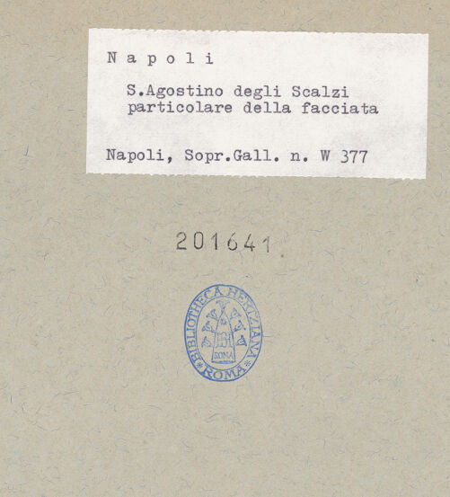 Rückseite von Sopr. BAS NA [https://rightsstatements.org/page/CNE/1.0/] Sant'Agostino degli Scalzi - Detail der Dekoration, bh201641_recto. Foto.