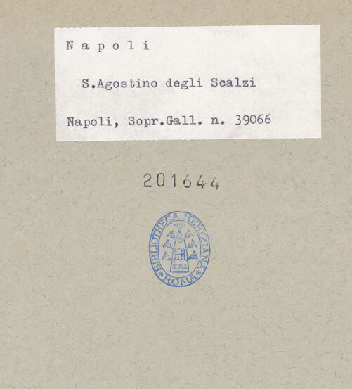Rückseite von Sopr. BAS NA [https://rightsstatements.org/page/CNE/1.0/] Sant'Agostino degli Scalzi - Langhaus, Detail, Innenausstattung, bh201644_recto. Foto.
