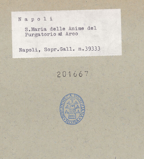Rückseite von Sopr. BAS NA [https://www.deutsche-digitale-bibliothek.de/content/lizenzen/rv-ez/] Santa Maria delle Anime del Purgatorio - Langhaus, Orgelempore, bh201667_recto. Foto.