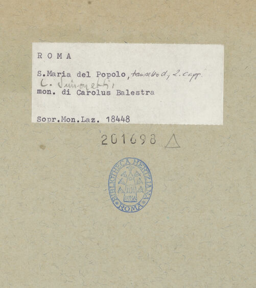 Rückseite von Sopr.Mon.Laz. [https://www.deutsche-digitale-bibliothek.de/content/lizenzen/rv-ez/] Grabmal des Carlo Balestra (+1874) - , bh201698_recto. Foto.