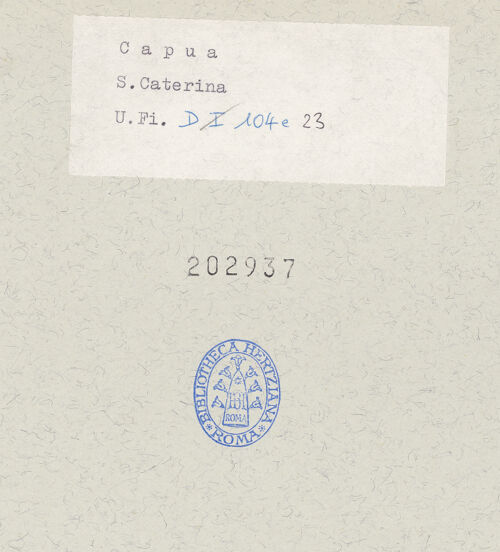 Rückseite von Bibliotheca Hertziana [https://www.deutsche-digitale-bibliothek.de/content/lizenzen/rv-fz/] Santa CaterinaHauptfassade - Gesamtansicht, bh202937_recto. Foto.