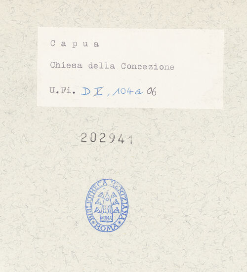 Rückseite von Bibliotheca Hertziana [https://www.deutsche-digitale-bibliothek.de/content/lizenzen/rv-fz/] Chiesa della Concezione - Seitenansicht, bh202941_recto. Foto: Lehmann-Brockhaus, Otto.