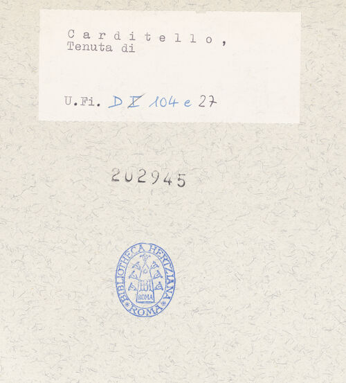 Rückseite von Bibliotheca Hertziana [https://www.deutsche-digitale-bibliothek.de/content/lizenzen/rv-fz/] Tenuta di Carditello - Wirtschaftsgebäude links (Westbau), bh202945_recto. Foto.