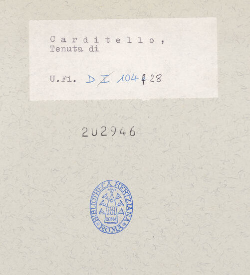 Rückseite von Bibliotheca Hertziana [https://www.deutsche-digitale-bibliothek.de/content/lizenzen/rv-fz/] Tenuta di Carditello - Wirtschaftsgebäude links (Westbau), bh202946_recto. Foto.