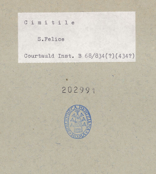 Rückseite von Courtauld Institute of Art [https://www.deutsche-digitale-bibliothek.de/content/lizenzen/rv-ez/] San Felice in Pincis - Blick von Südosten in Richtung Westapsis, bh202991_recto. Foto.