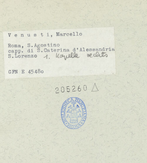 Rückseite von ICCD [https://www.deutsche-digitale-bibliothek.de/content/lizenzen/rv-ez/] HeiligenbildnisseHeiliger Laurentius - Gesamtansicht, bh205260_recto. Foto.