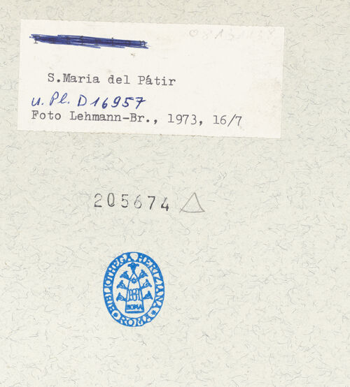 Rückseite von Bibliotheca Hertziana [https://www.deutsche-digitale-bibliothek.de/content/lizenzen/rv-fz/] Santa Maria del PatireRückfassade mit Apsiden - Ansicht von Südosten, bh205674_recto. Foto: Lehmann-Brockhaus, Otto.