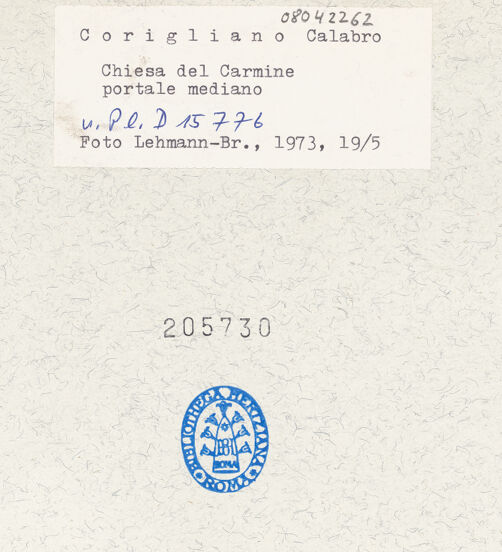 Rückseite von Bibliotheca Hertziana [https://www.deutsche-digitale-bibliothek.de/content/lizenzen/rv-fz/] HauptportalLinker Atlant - Detail: linker Atlant, bh205730_recto. Foto: Lehmann-Brockhaus, Otto.