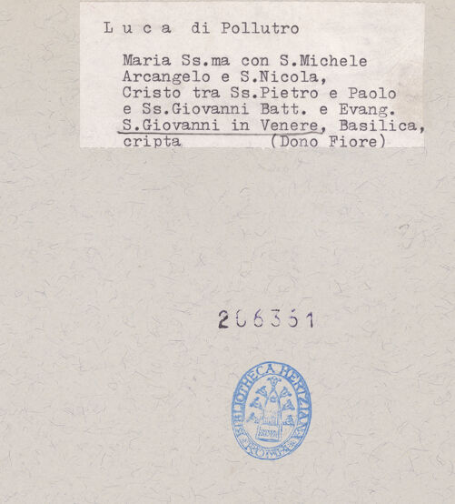 Rückseite von unbekannt [https://www.deutsche-digitale-bibliothek.de/content/lizenzen/rv-fz/] Thronende Madonna zwischen dem Erzengel Michael und dem heiligen Nikolaus von Bari - Gesamtansicht (unten: Apsiskalotte der Hauptapsis), bh206351_recto. Foto.