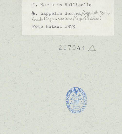 Rückseite von unbekannt [https://www.deutsche-digitale-bibliothek.de/content/lizenzen/rv-ez/] Santa Maria in VallicellaCappella dello Spirito Santo - Gewölbe, bh207041_recto. Foto: Hutzel, Max.