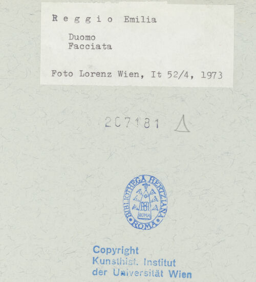 Rückseite von Kunsthistorisches Institut der Universität Wien [https://www.deutsche-digitale-bibliothek.de/content/lizenzen/rv-ez/] Santa Maria Assunta & Duomo - Untergeschoss, Detail, bh207181_recto. Foto: Lorenz, Wien.