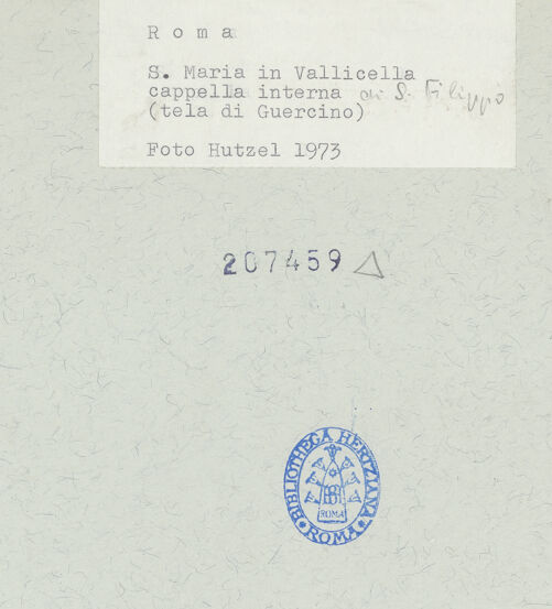 Rückseite von unbekannt [https://www.deutsche-digitale-bibliothek.de/content/lizenzen/rv-ez/] Santa Maria in VallicellaStanze di San Filippo NeriCappella di San Filippo Neri - Altarwand, bh207459_recto. Foto: Hutzel, Max.