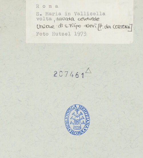 Rückseite von unbekannt [https://www.deutsche-digitale-bibliothek.de/content/lizenzen/rv-ez/] Die Vision des heiligen Filippo Neri: Wunderbares Eingreifen der Jungfrau Maria in den Kirchenbau - , bh207461_recto. Foto: Hutzel, Max.