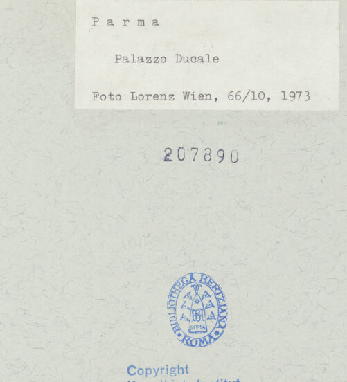 Rückseite von Kunsthistorisches Institut der Universität Wien [https://www.deutsche-digitale-bibliothek.de/content/lizenzen/rv-ez/] Palazzo Ducale - Mittelbau, bh207890_recto. Foto: Lorenz, Wien.