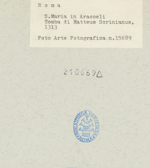 Rückseite von Arte Fotografica [https://www.deutsche-digitale-bibliothek.de/content/lizenzen/rv-ez/] Grabplatte des Matheus Scrinianus (gest. 1313) - , bh210669_recto. Foto.