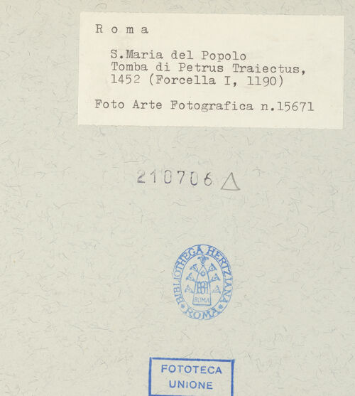 Rückseite von Arte Fotografica [https://www.deutsche-digitale-bibliothek.de/content/lizenzen/rv-ez/] Grabplatte von Petrus Traiectus (+1452) - , bh210706_recto. Foto.