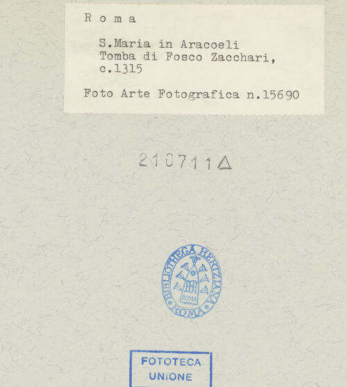 Rückseite von Arte Fotografica [https://www.deutsche-digitale-bibliothek.de/content/lizenzen/rv-ez/] Grabplatte des Fosco Zacchari - , bh210711_recto. Foto.