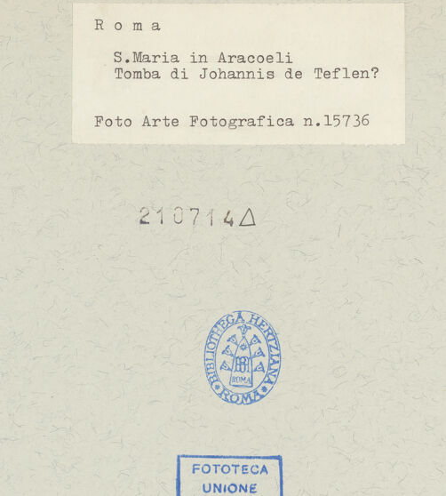 Rückseite von Arte Fotografica [https://www.deutsche-digitale-bibliothek.de/content/lizenzen/rv-ez/] Grabplatte des Johannis de Teflen - , bh210714_recto. Foto.