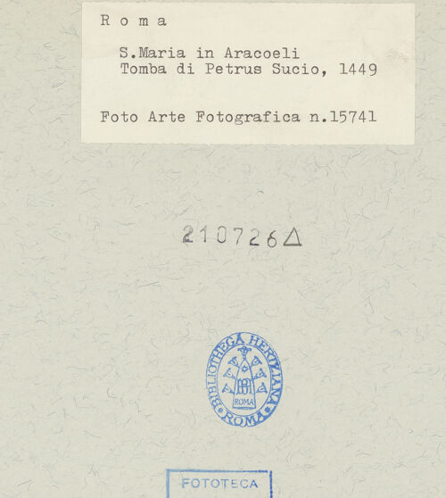 Rückseite von Arte Fotografica [https://www.deutsche-digitale-bibliothek.de/content/lizenzen/rv-ez/] Grabplatte des Petrus Sucio (gest. 1449) - , bh210726_recto. Foto.