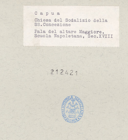 Rückseite von unbekannt [https://www.deutsche-digitale-bibliothek.de/content/lizenzen/rv-ez/] Immaculata - , bh212421_recto. Foto.