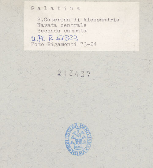 Rückseite von Bibliotheca Hertziana [https://www.deutsche-digitale-bibliothek.de/content/lizenzen/rv-fz/] Zyklus der Sakramente und des Alten TestamentsGewölbe: die SakramenteOstlicher Zwickel: Triumph der Kirche - Gesamtansicht, bh213437_recto. Foto: Rigamonti.