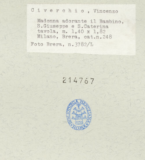 Rückseite von ICCD [https://www.deutsche-digitale-bibliothek.de/content/lizenzen/rv-ez/] Bogendekoration mit Putten und Girlanden - Teilansicht mit Altarbild (nach Restaurierung), bh214767_recto. Foto.