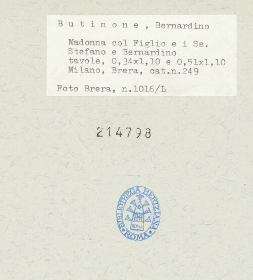 Rückseite von ICCD [https://www.deutsche-digitale-bibliothek.de/content/lizenzen/rv-ez/] Kreuzabnahme - Detail, rechts: Maria Magdalena und Benediktinerinnen, bh214798_recto. Foto.