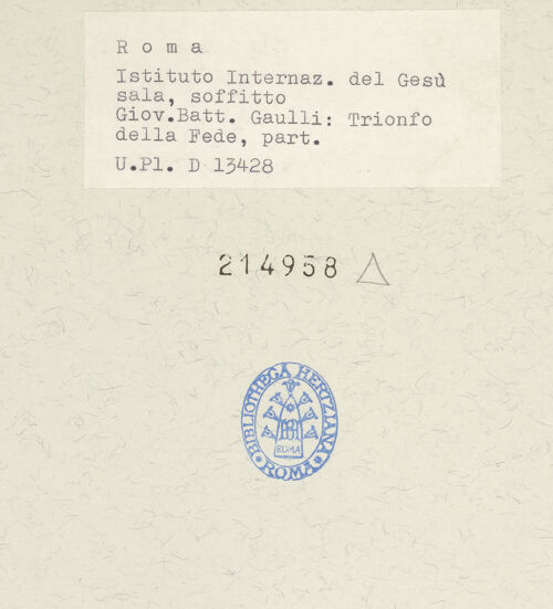 Rückseite von ICCD [https://www.deutsche-digitale-bibliothek.de/content/lizenzen/rv-ez/] Sant'Ambrogio della Massima - Blick in die Kuppel, bh214958_recto. Foto.