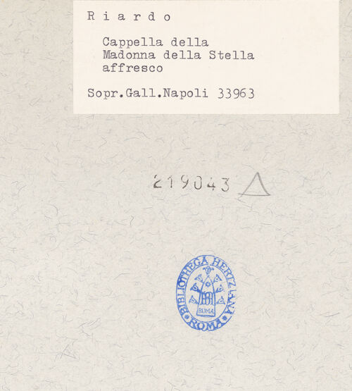 Rückseite von Sopr. BAS NA [https://www.deutsche-digitale-bibliothek.de/content/lizenzen/rv-ez/] WandbildzyklusThronende Madonna zwischen Heiligen - Heiliger Bartholomaeus? (nach der Restaurierung), bh219043_recto. Foto.