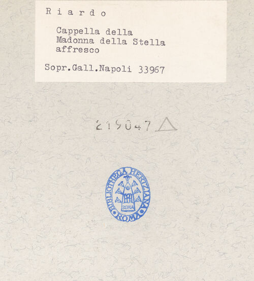 Rückseite von Sopr. BAS NA [https://www.deutsche-digitale-bibliothek.de/content/lizenzen/rv-ez/] WandbildzyklusThronende Madonna zwischen Heiligen - Zwei Heilige (Apostel? nach der Restaurierung), bh219047_recto. Foto.