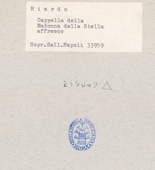 Rückseite von Sopr. BAS NA [https://www.deutsche-digitale-bibliothek.de/content/lizenzen/rv-ez/] WandbildzyklusThronende Madonna zwischen Heiligen - Erzengel Michael (nach der Restaurierung), bh219049_recto. Foto.