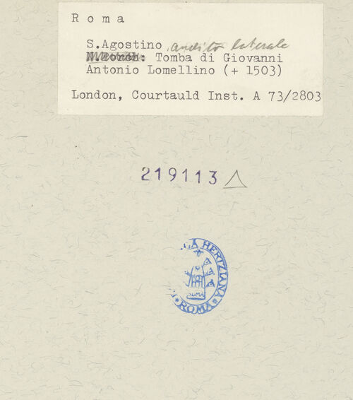 Rückseite von Courtauld Institute [https://www.deutsche-digitale-bibliothek.de/content/lizenzen/rv-ez/] Grabmal des Antonio Lomellino - Gesamtansicht, bh219113_recto. Foto.