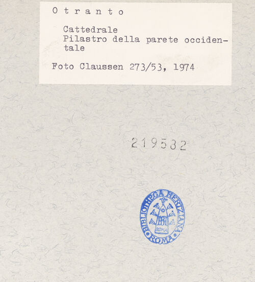 Rückseite von Claussen, Peter Cornelius [https://www.deutsche-digitale-bibliothek.de/content/lizenzen/rv-fz/] CattedraleNordseitenschiff und Pfeiler der nördlichen Arkade - Nordwestlicher Wandpfeiler, Detail, unterer Teil, bh219582_recto. Foto: Claussen, Peter Cornelius.